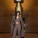 Pilar Wide Leg Pant Dark Brown Multi Houndstooth