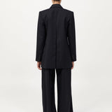 Split Back Blazer Black Pinstripe