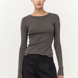 Organic Cotton Long Sleeve Top Khaki