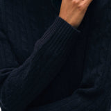 Cashmere Cable Crewneck Deep Navy