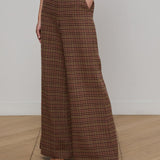 Pilar Wide Leg Pant Dark Brown Multi Houndstooth
