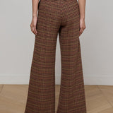 Pilar Wide Leg Pant Dark Brown Multi Houndstooth