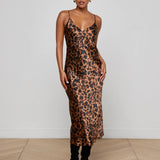 Seridie Slip Dress Brown Multi Amur Leopard