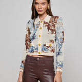 Osiris Jacquard Cardigan Tan Multi Western Toile