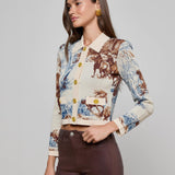 Osiris Jacquard Cardigan Tan Multi Western Toile