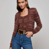 Ariadne Cardigan Natural/Mauve Multi