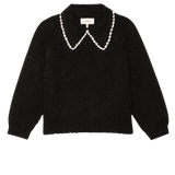 The Crochet Collar Pullover Black With Soft White