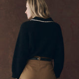 The Crochet Collar Pullover Black With Soft White