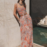 Rasha Tank Orange/Light Blue Traditional Paisley