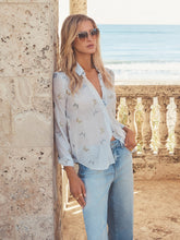 Laurent Blouse Light Blue Fog Butterfly