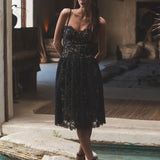 Flyn Lace Midi Dress Black