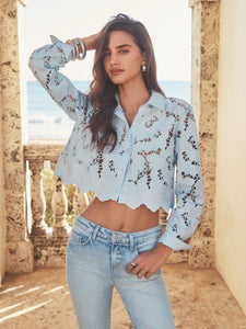 Seychelle Lace Blouse Blue Fog