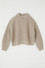 Twist Neck Knit Sweater Light Grey
