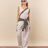 Safari Linen Pants Womens Apricot detail