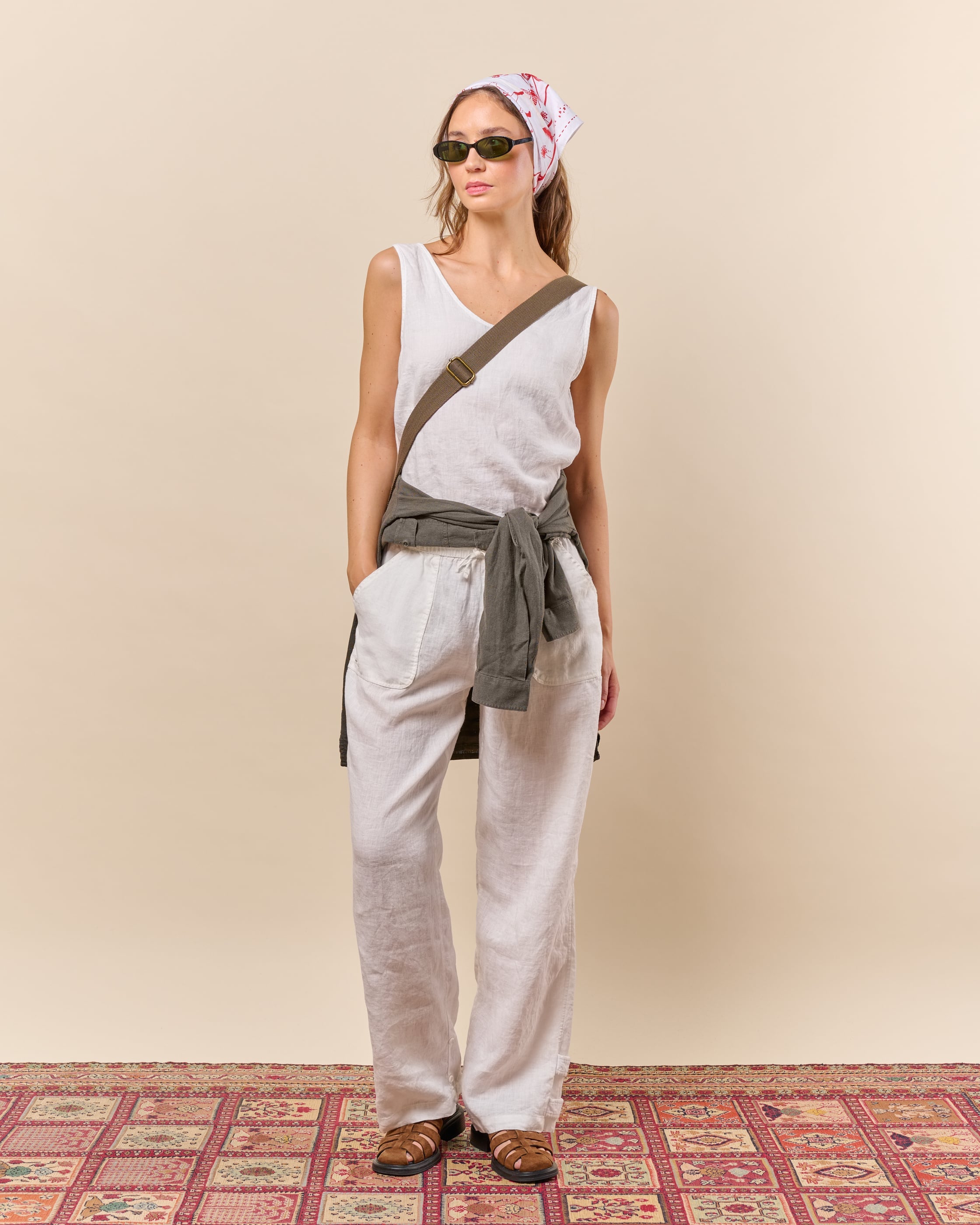 Safari Linen Pants Womens Apricot detail