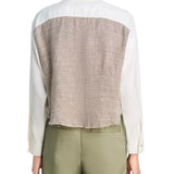 Crosby Combo Shirt Ivory Herringbone