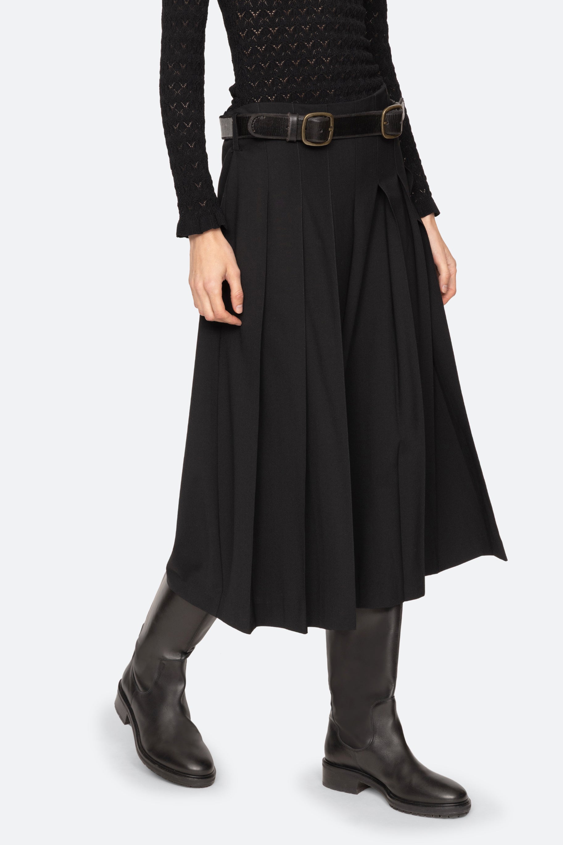 ELISA TROPICAL WOOL BELTED CULOTTES (D2)