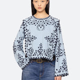 FRANCES L/SLV EMB TOP (D2)