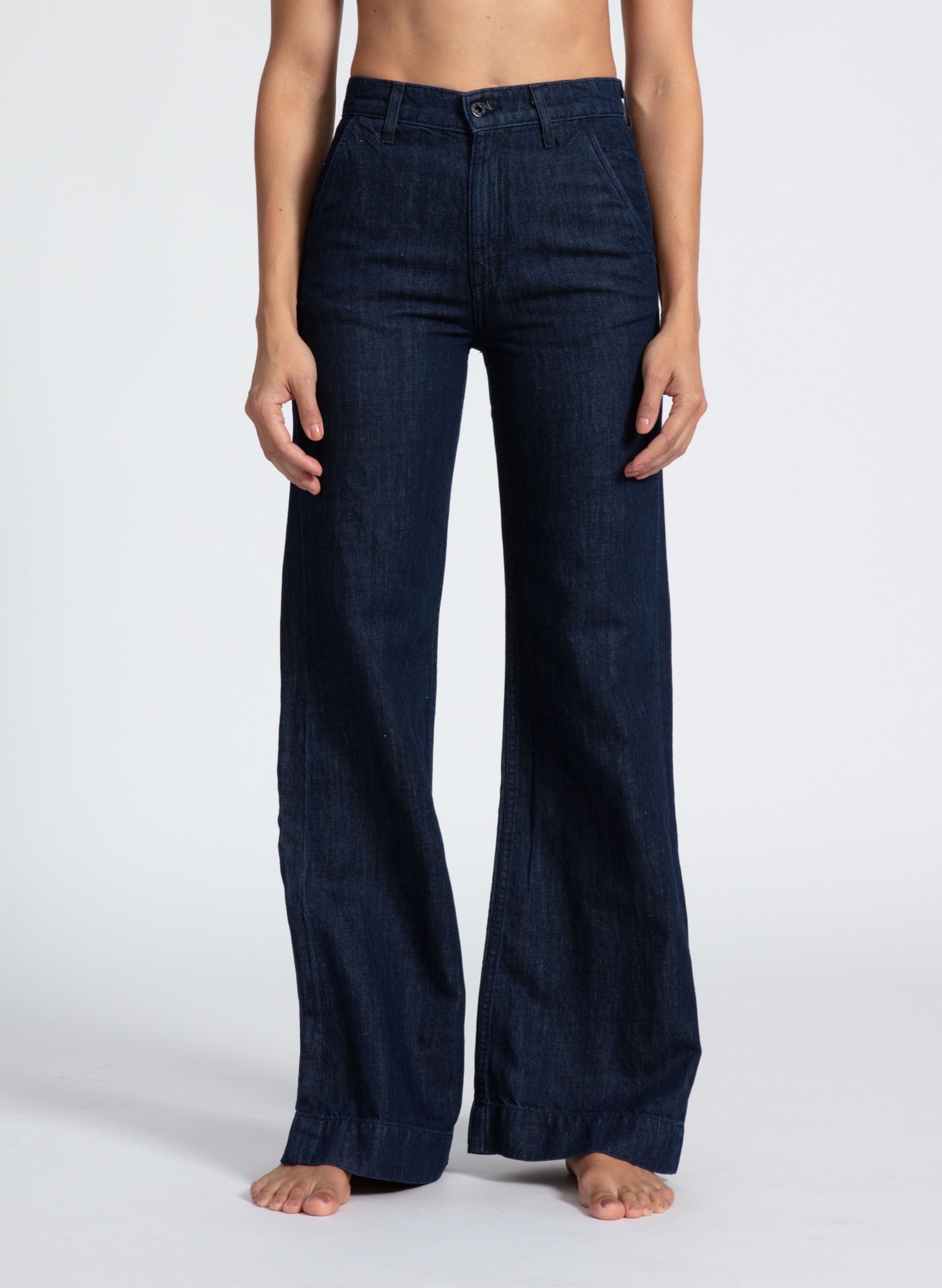 denim trouser indigo linen
