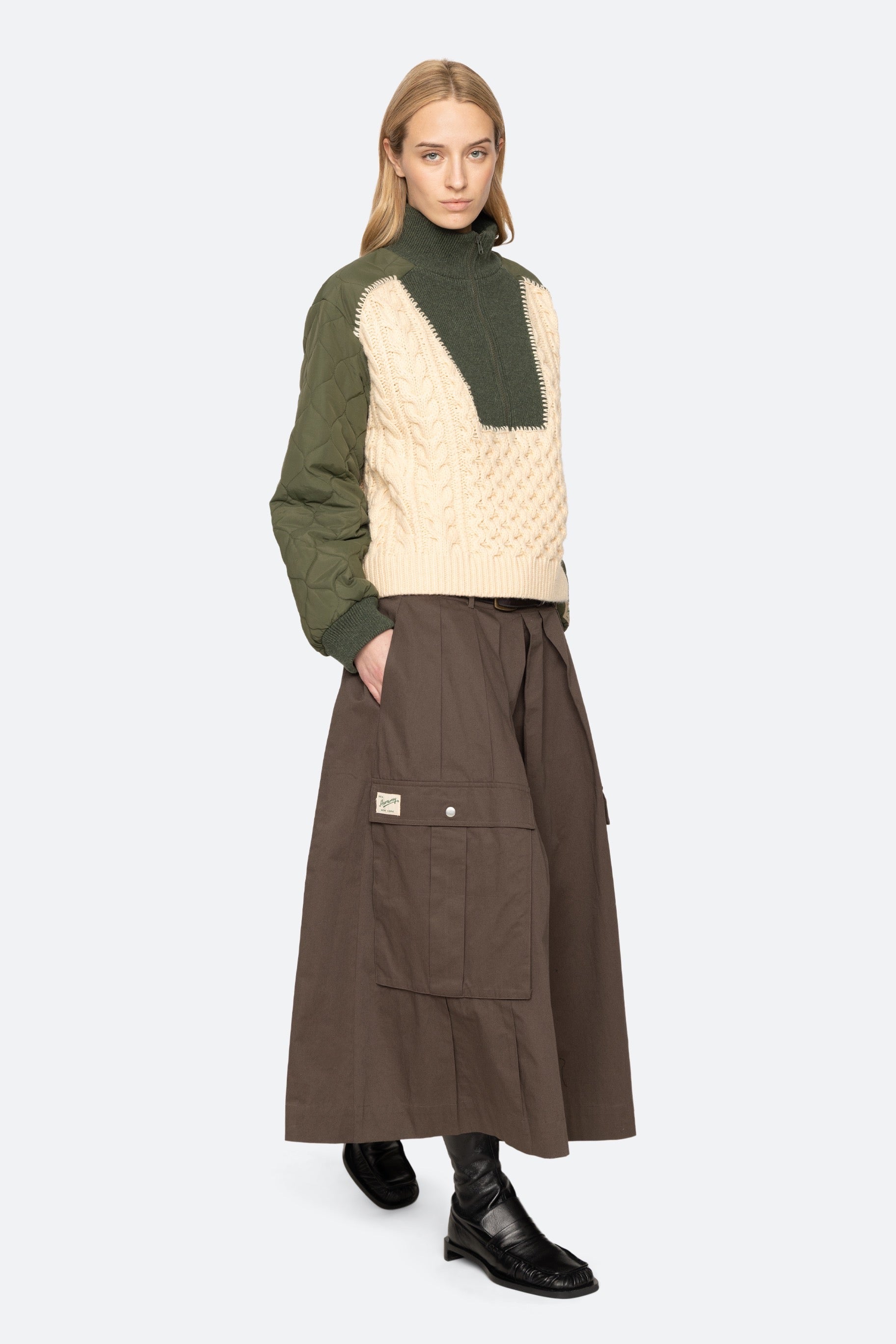 ALLEN CABLE HALF ZIP COMBO PULLOVER (D2)