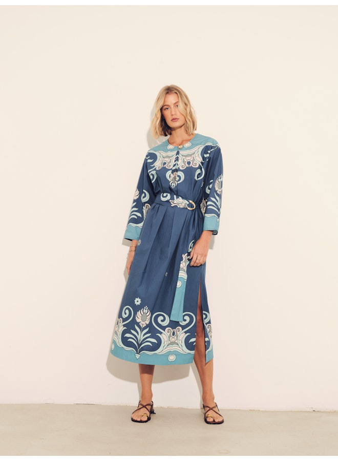 Inae Dress Tiles Blue