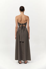 Gathered Strapless Tie Back Dress Khaki