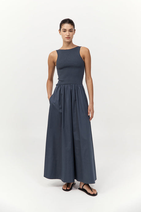 Bateau Cut Out Dress Graphite