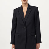 Split Back Blazer Black Pinstripe