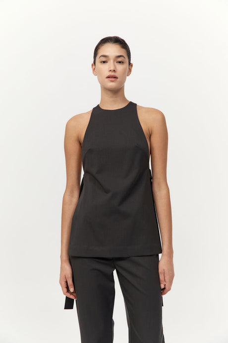 Side Tie Top Black Olive