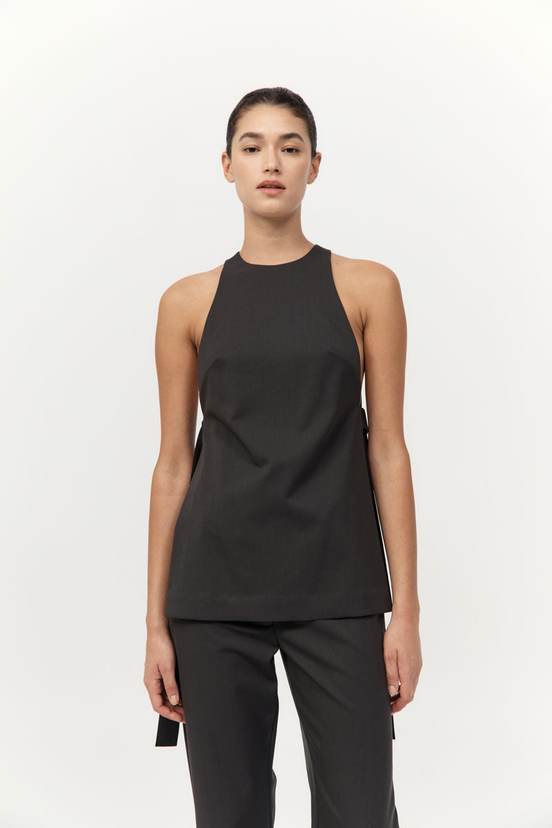 Side Tie Top Black Olive
