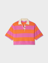 Cropped Striped Polo Fondant Pink/ Bright Tangerine