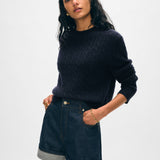 Cashmere Cable Crewneck Deep Navy