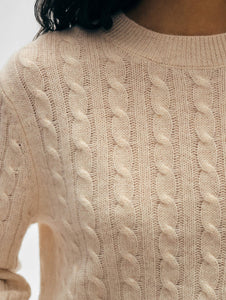 Cashmere Cable Crewneck Natural Heather