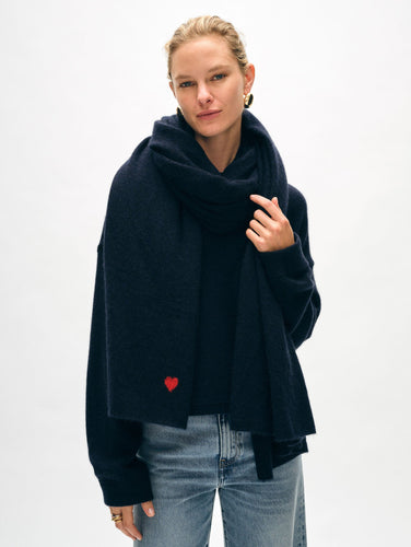 Cashmere Mini Heart Wrap Deep Navy