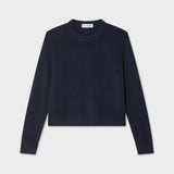 Cashmere Rib Trim Crewneck Deep Navy
