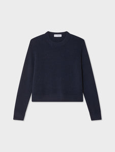 Cashmere Rib Trim Crewneck Deep Navy