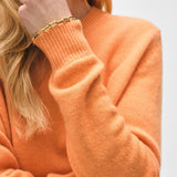 Cashmere Rib Trim Crewneck Bright Orange