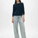 Cashmere Rib Trim Crewneck Deep Navy
