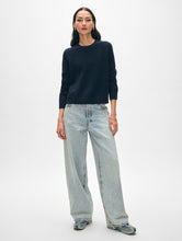 Cashmere Rib Trim Crewneck Deep Navy