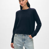 Cashmere Rib Trim Crewneck Deep Navy