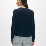 Cashmere Rib Trim Crewneck Deep Navy