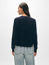 Cashmere Rib Trim Crewneck Deep Navy