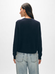 Cashmere Rib Trim Crewneck Deep Navy