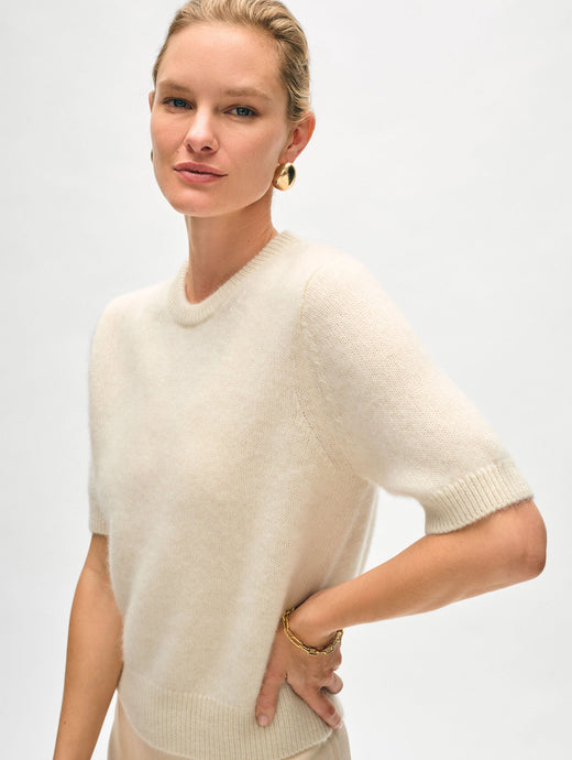 Brushed Cashmere Tee Ivory