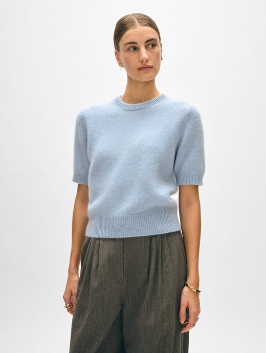 Brushed Cashmere Tee Misty Blue