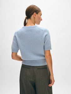 Brushed Cashmere Tee Misty Blue