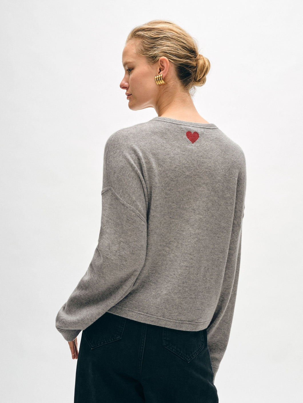 Cashmere Mini Heart Sweatshirt Grey Heather