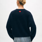 Cashmere Mini Heart Sweatshirt Deep Navy
