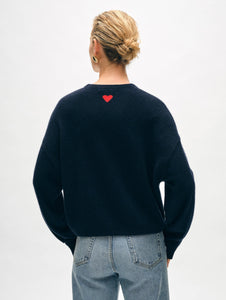 Cashmere Mini Heart Sweatshirt Deep Navy