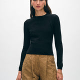 Cashmere Slim Stretch Crewneck Black